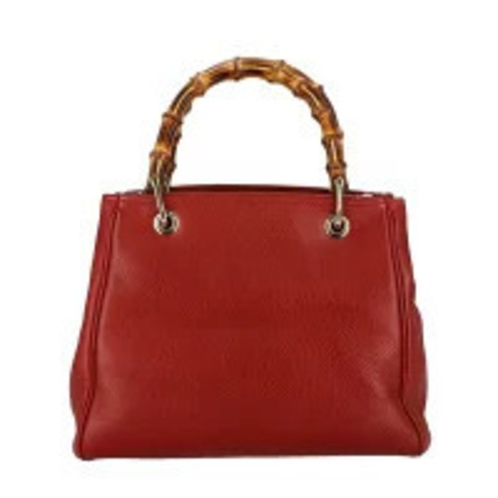 Gucci Bamboo Red Handbag AB 2way Leather